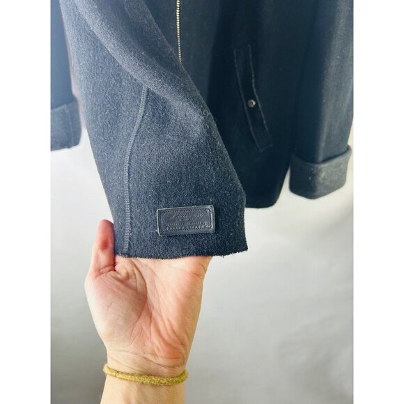 Lauren Ralph Lauren Worsted Wool Zip Cardigan Sweater Coat Black - Picture 4 of 6